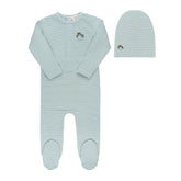 ELYS & CO. 2PC METALLIC STRIPE FOOTIE AND BEANIE SET